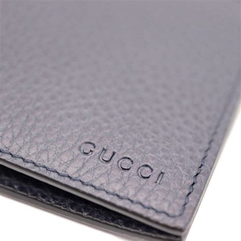 Gucci Mens Black Nero Dollar Calf Pebbled Leather Bifold Wallet 